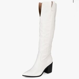 Journee Collection White Knee High Boots